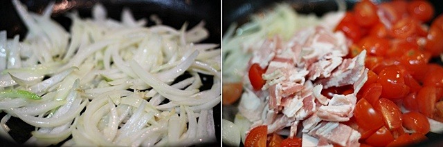 봄을 알리는 파스타요리!! 베이컨&토마토 스파게티