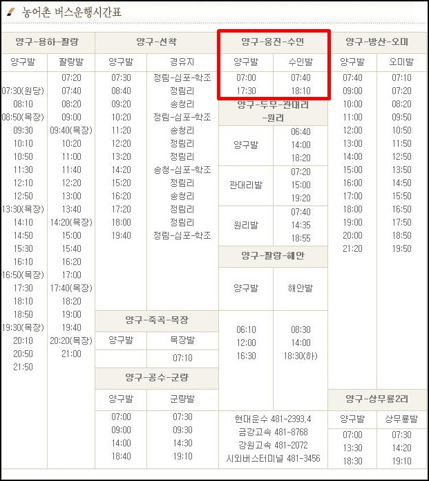 양구군 사명산 산행 개념도