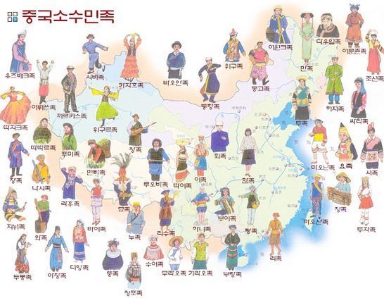 중국 소수민족의 지역별 분포도
