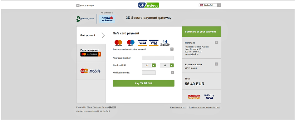 체코 스튜던트 에이전시 버스 예약